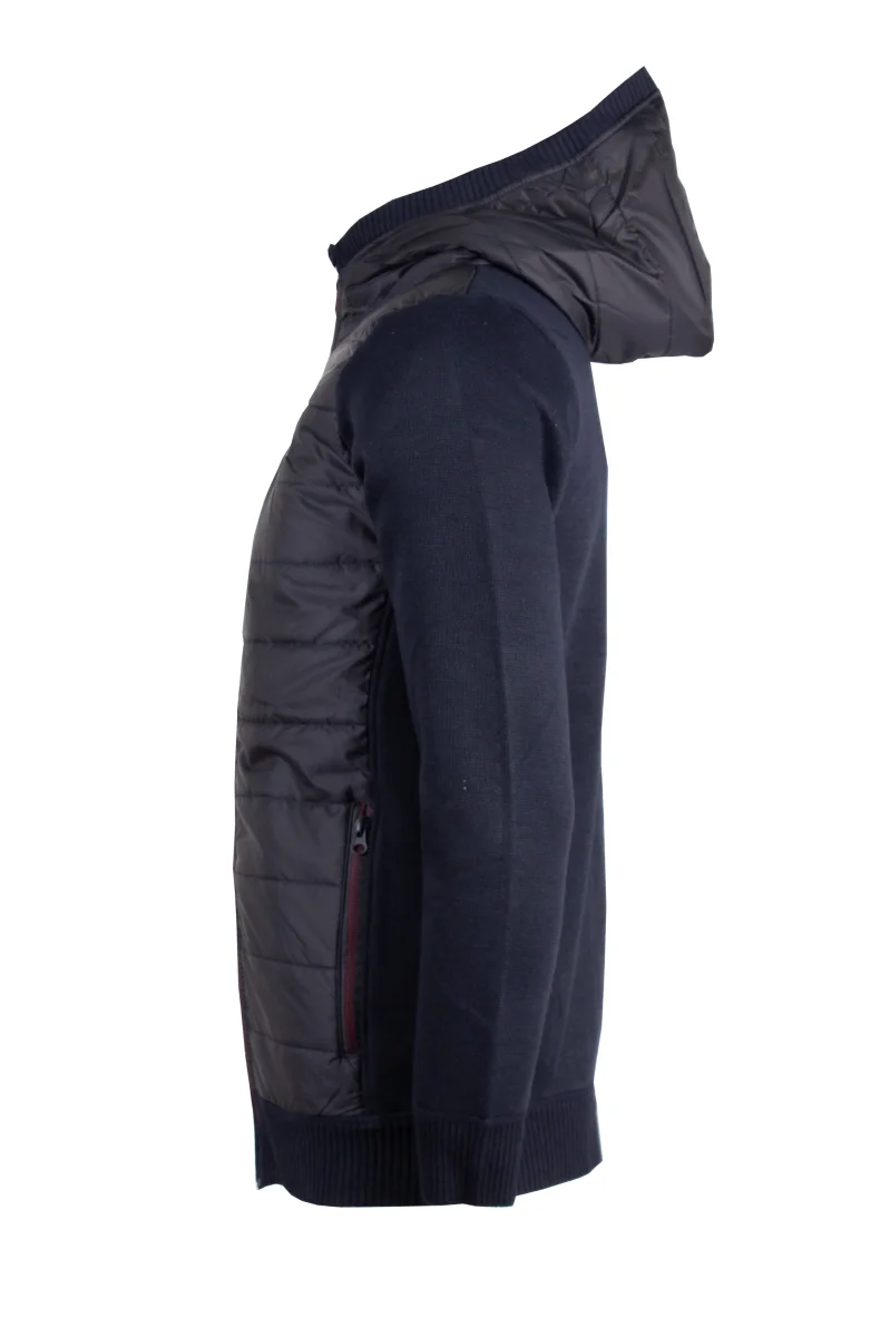 Giubbino imbottito con retro e maniche in maglia e soft shell con cappuccio e zip intera - immagine 3