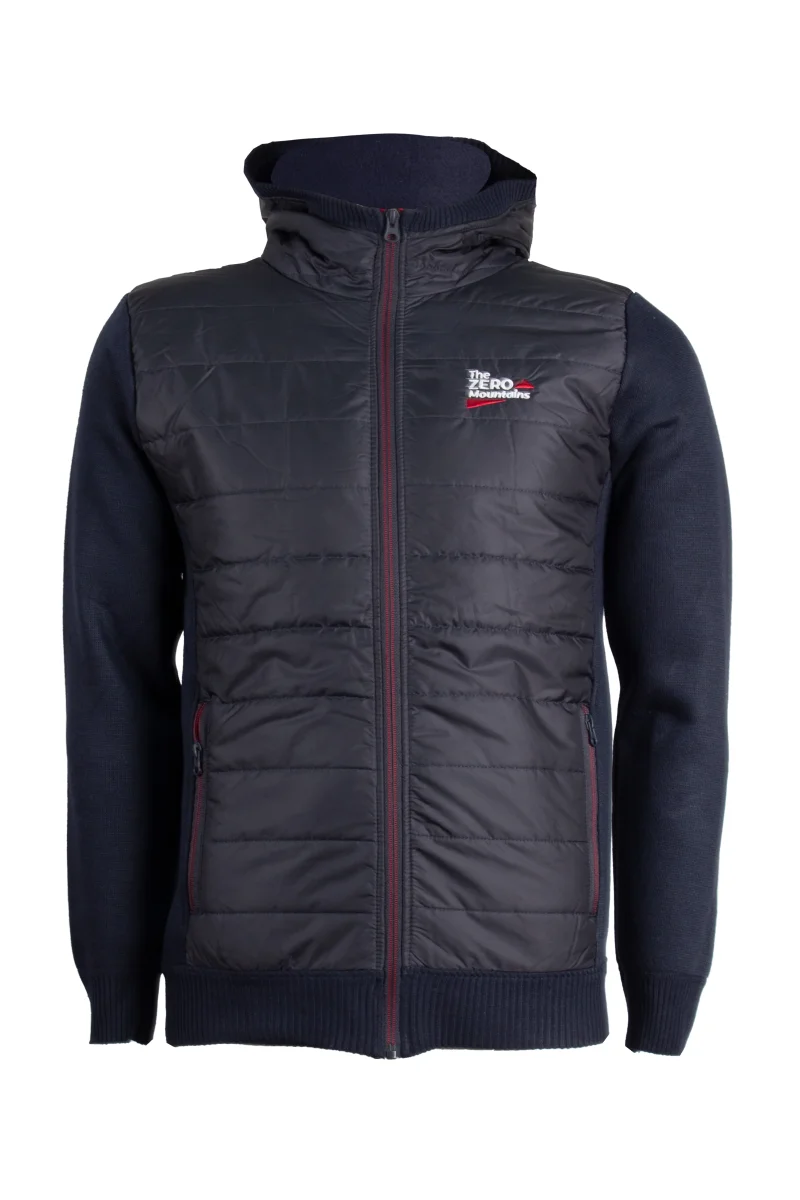 Giubbino imbottito con retro e maniche in maglia e soft shell con cappuccio e zip intera - immagine 2